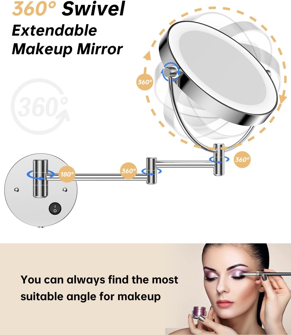 HD 10X Double-Sided Magnifying Mirror for Shaving Makeup