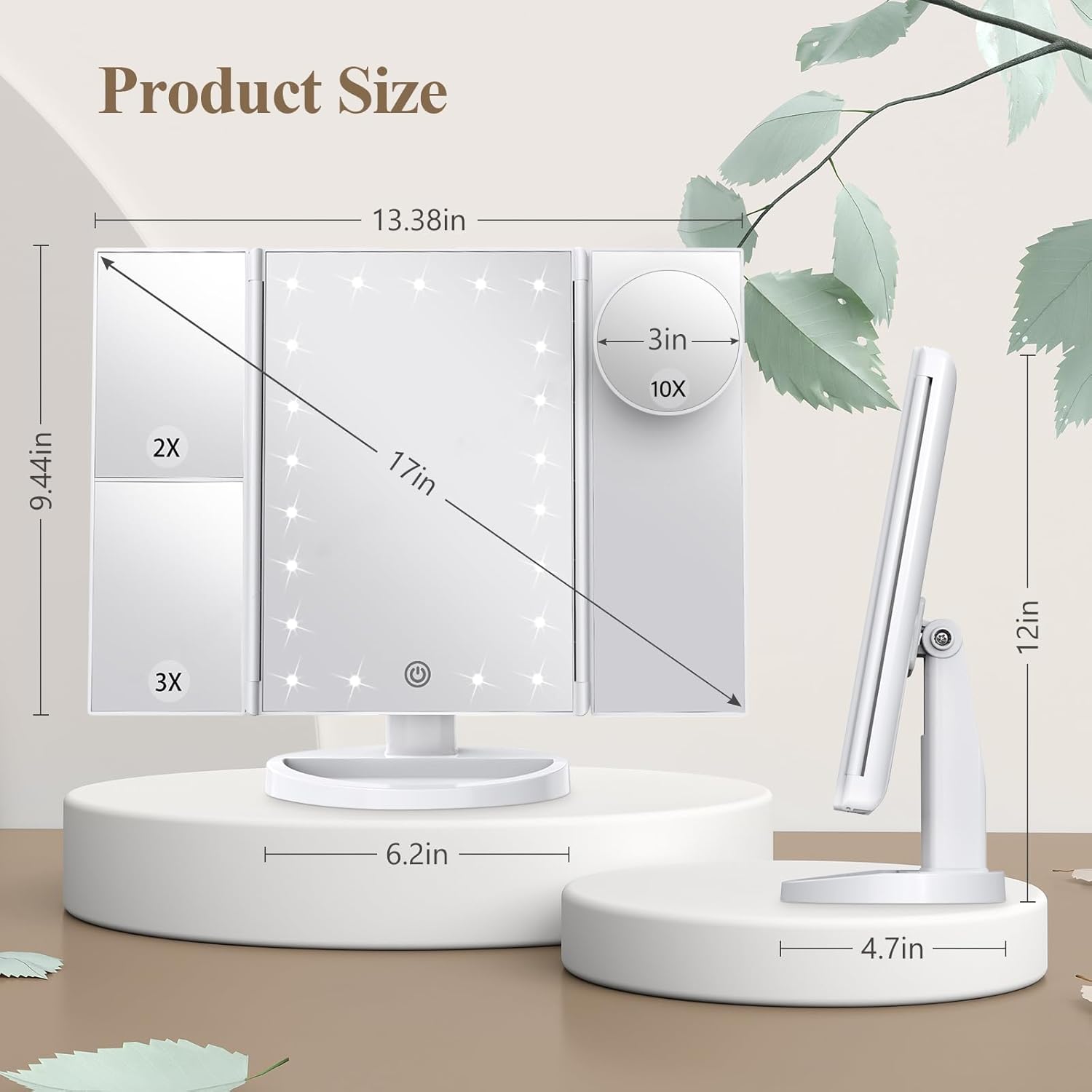 HUONUL Makeup Mirror Magnifying Vanity with Lights Touch Control
