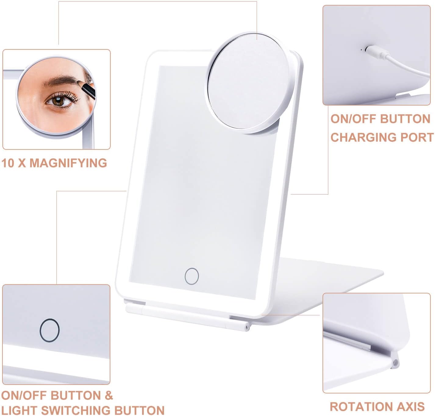 MOCOLED Travel Makeup Mirror