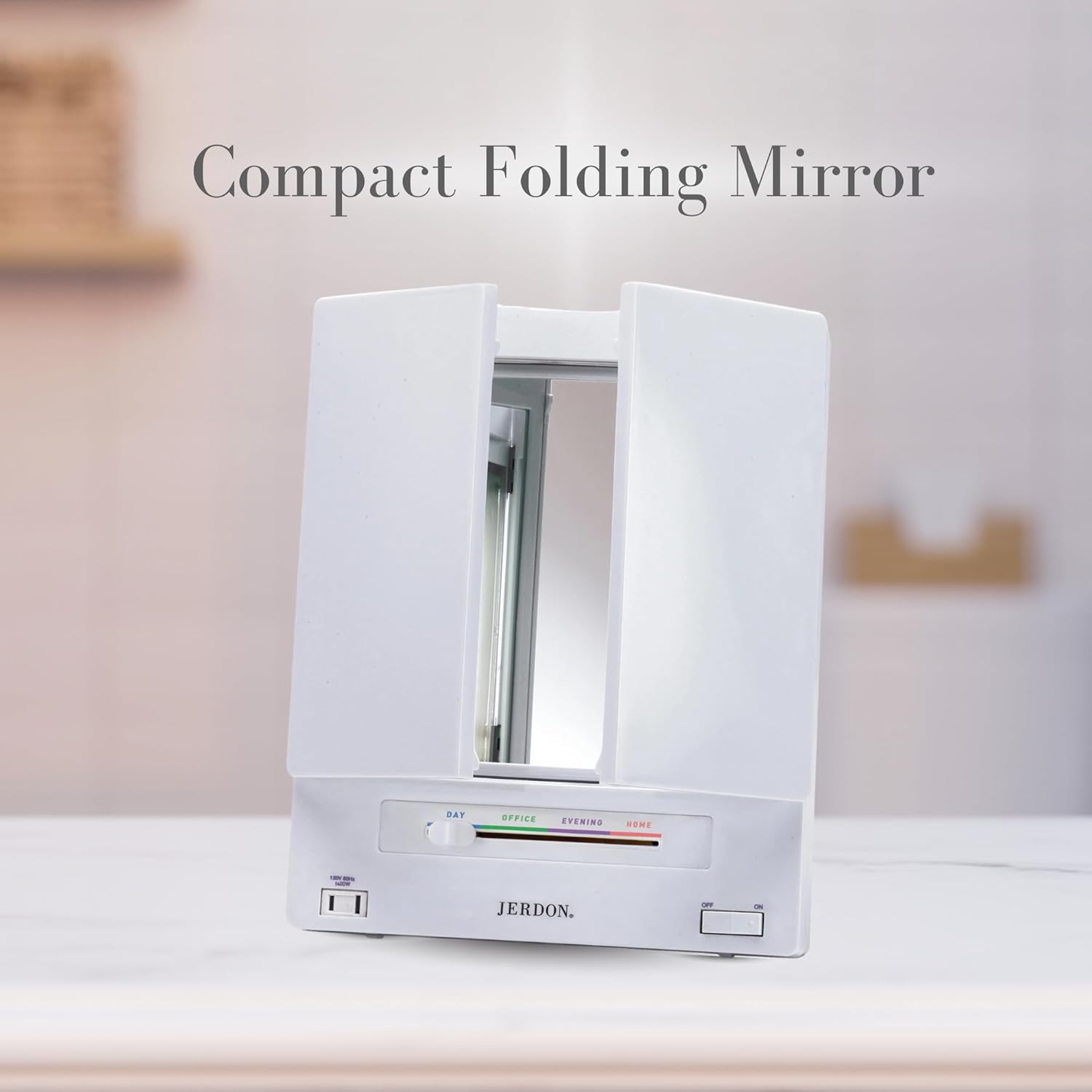JERDON Tri-Fold Two-Sided Makeup Mirror