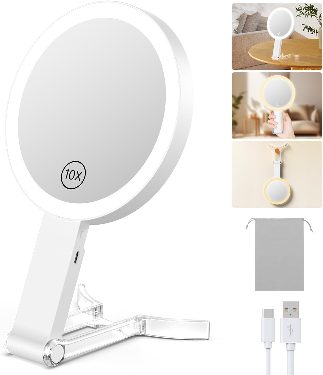 Benbilry Travel Makeup Mirror with 10X Magnification