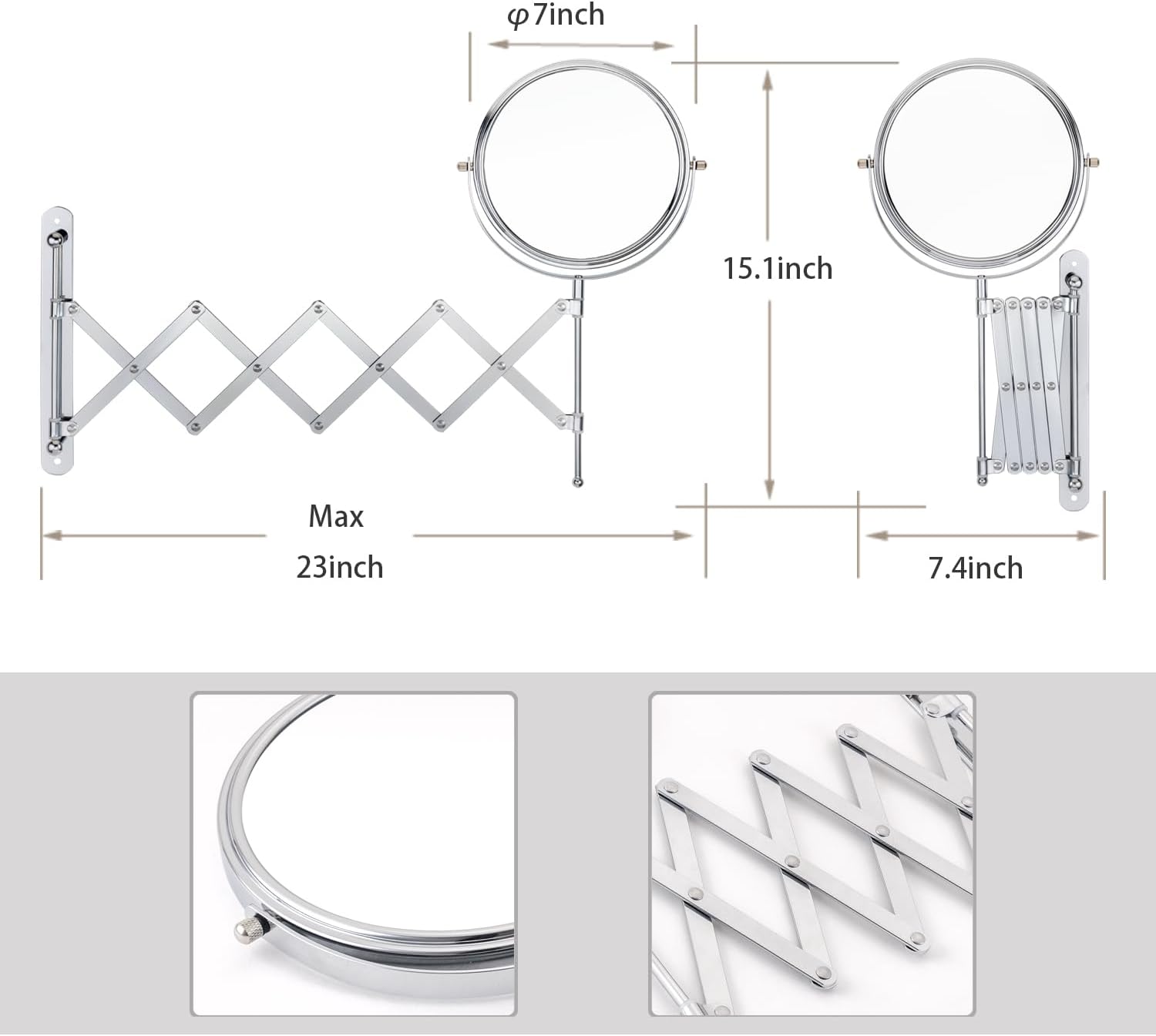 WELL WLINK 7-Inch Wall-Mounted Makeup Mirror 7X Magnification
