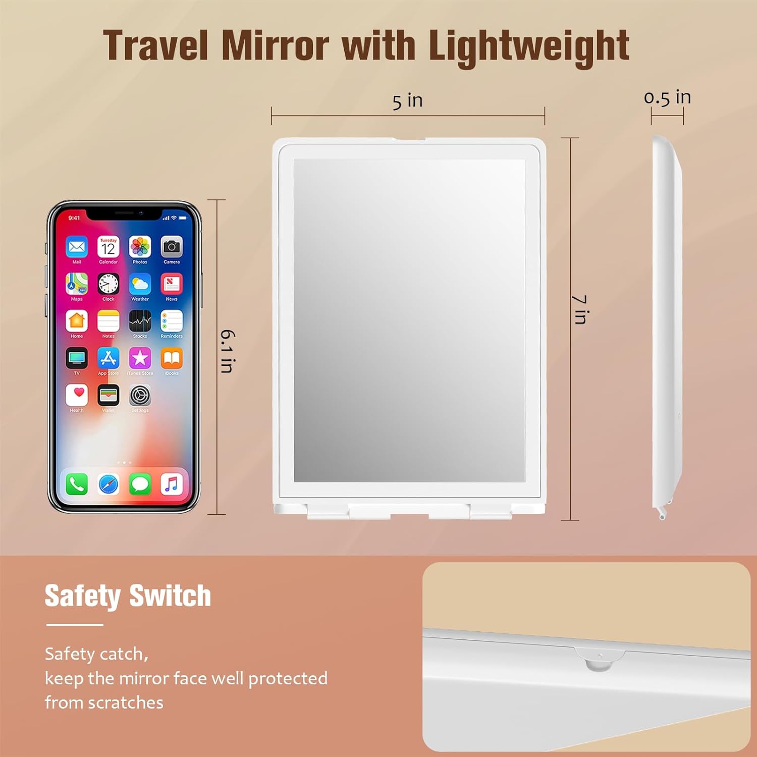 WO Homiba Travel Makeup Mirror with Lights
