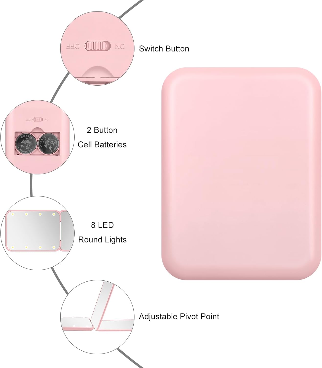 Compact Mirror with LED Light
