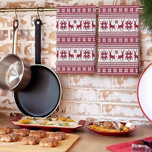 Durable 18x28 inch Kitchen Towel Red ChristmasReusable Soft-absorbent