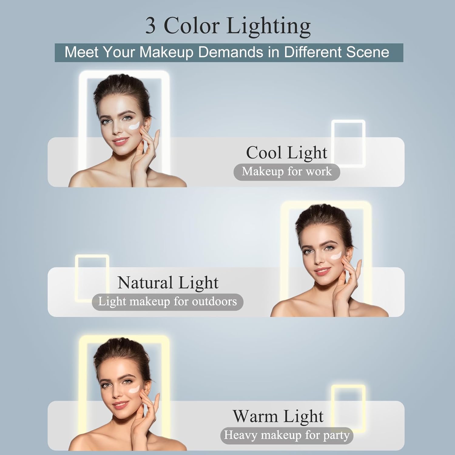 FUNTOUCH Rechargeable and Lightweight Travel Makeup Mirror with 72 LED Lights