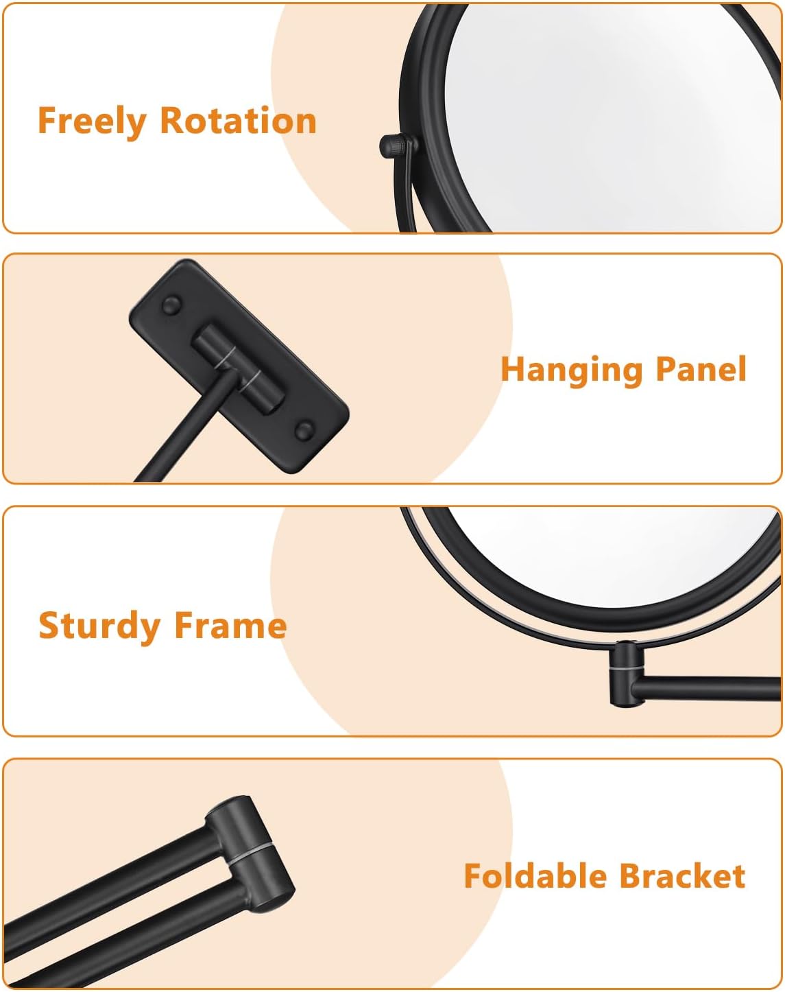 Premium 360 Swivel Makeup Mirror - Double Sided Magnifying Mirror