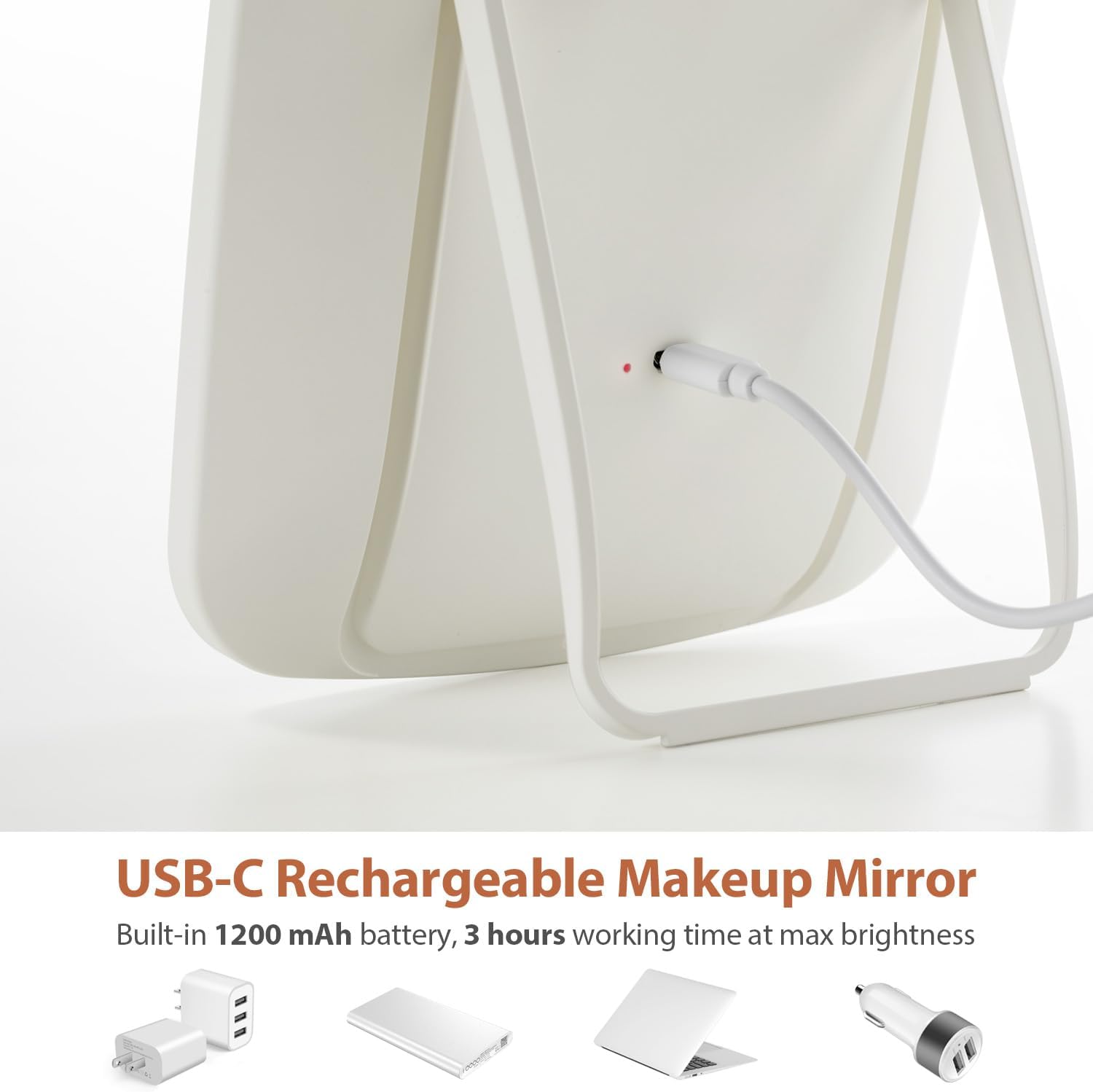 Rechargeable Makeup Mirror with Touch Dimmable Lights