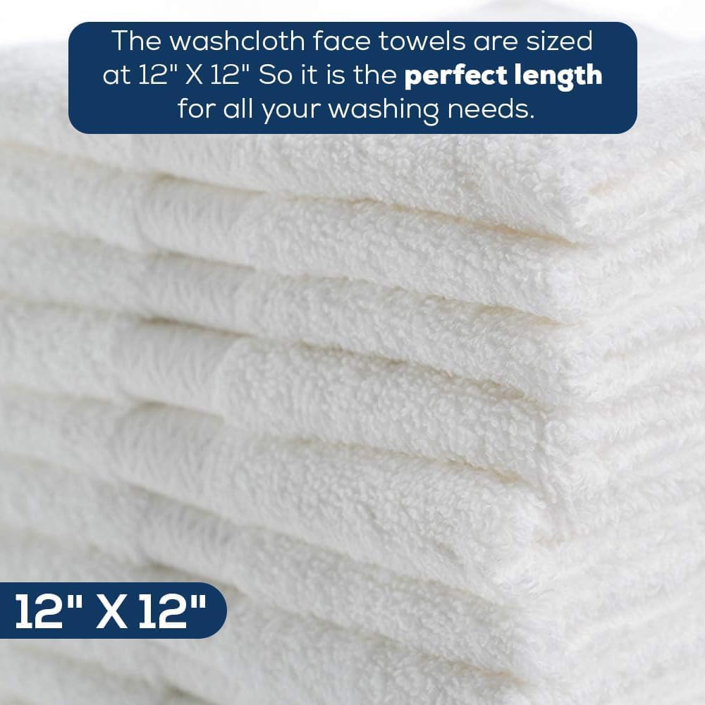 Cotton Washcloths White Set of 40 12 x 12