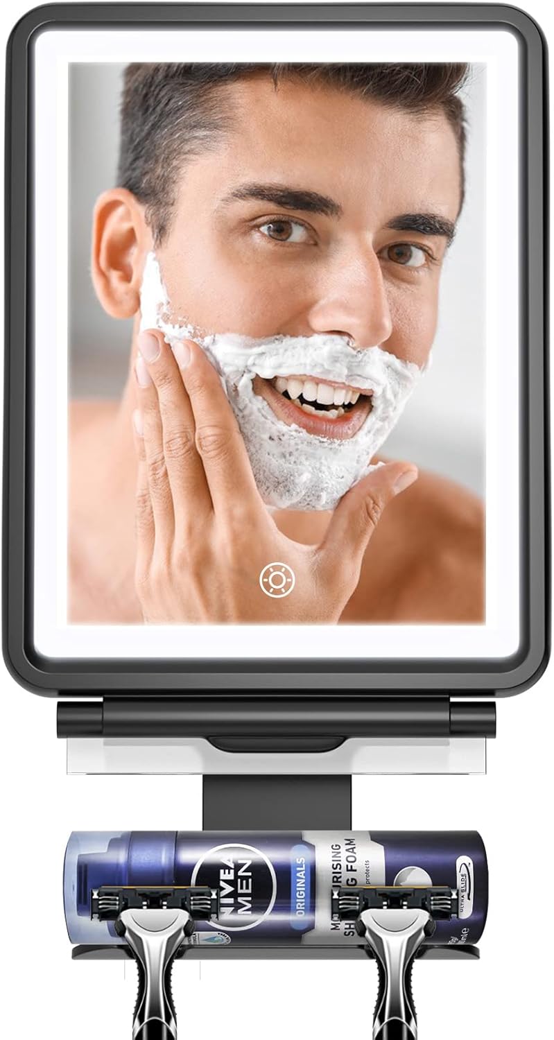 Fog-Free Shaving Mirror with Squeegee
