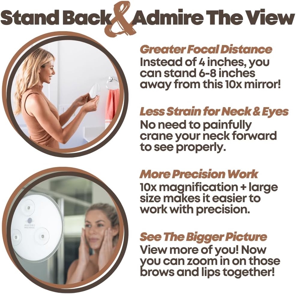 Mavoro 9-Inch Magnifying Mirror with 3 Suction Cups