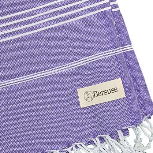 Bersuse Premium Turkish Beach Towel Set of 3 Dark Purple 37x70 Inches