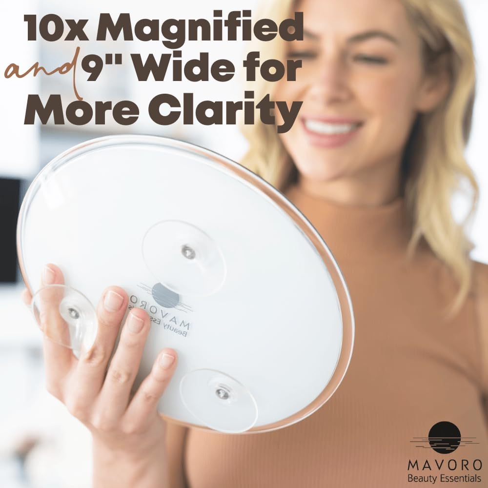 Mavoro 9-Inch Magnifying Mirror with 3 Suction Cups