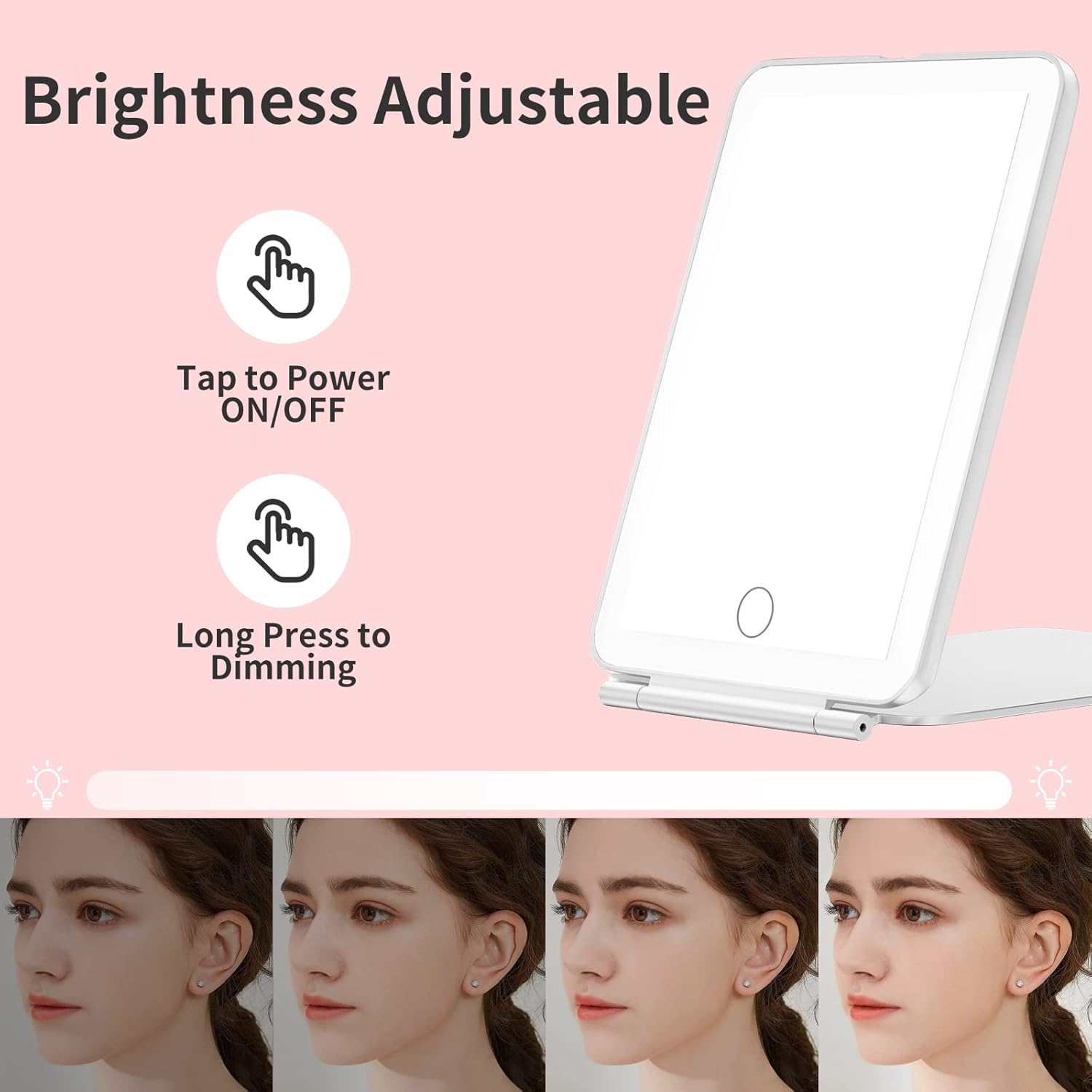 Charming 10X Magnifying Vanity Mirror with Rechargeable Lights for Women