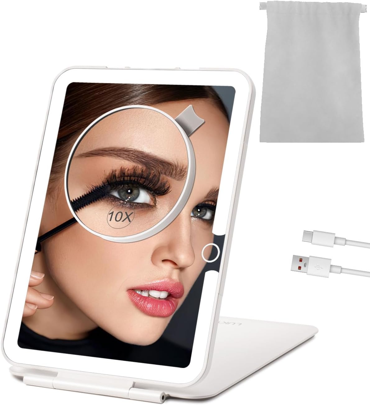 Magnify Your MakeUp Compact Travel Mirror with Rechargeable Lights