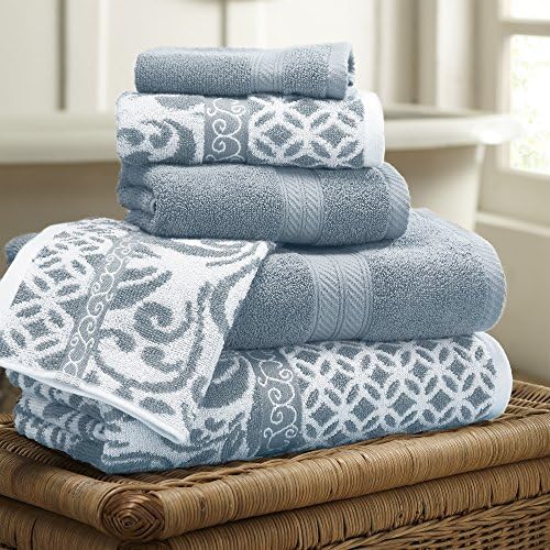 Modern Threads Trefoil Filigree 6-Piece Reversible Yarn Dyed Jacquard Towel Set