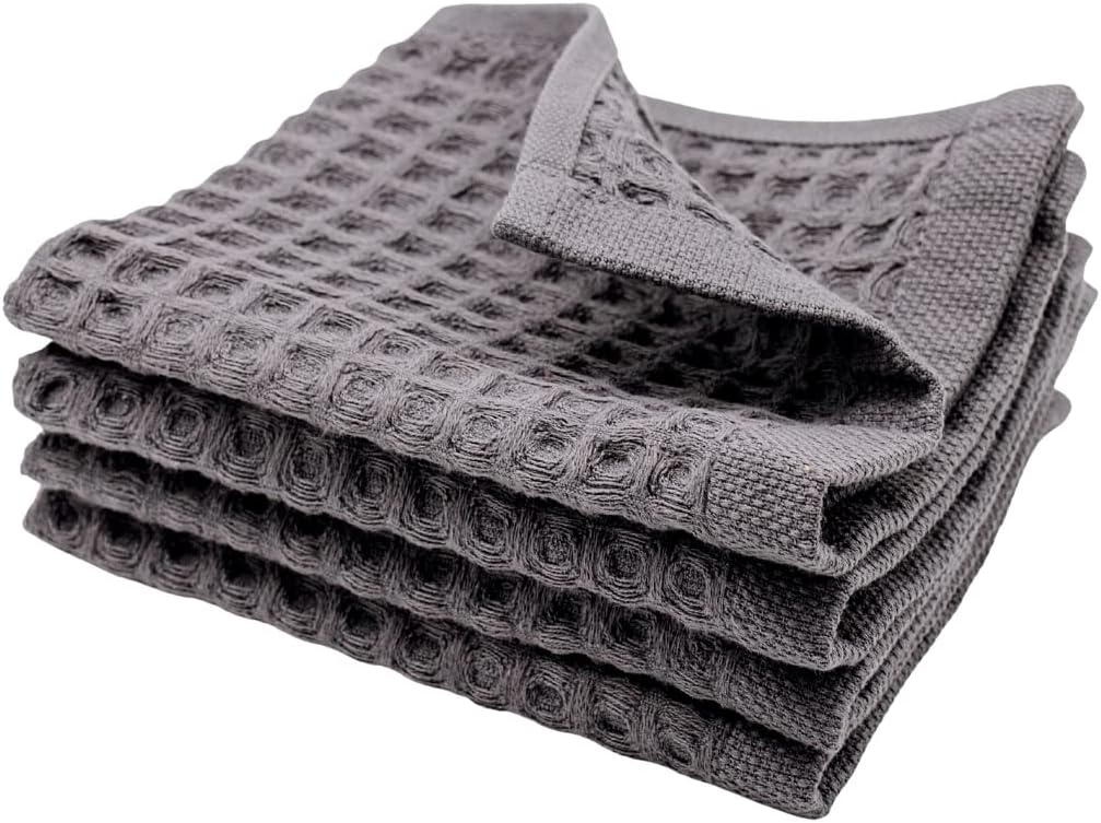 Waffle Washcloths Set - 100 Turkish Cotton Eco-Friendly Kitchen Towels