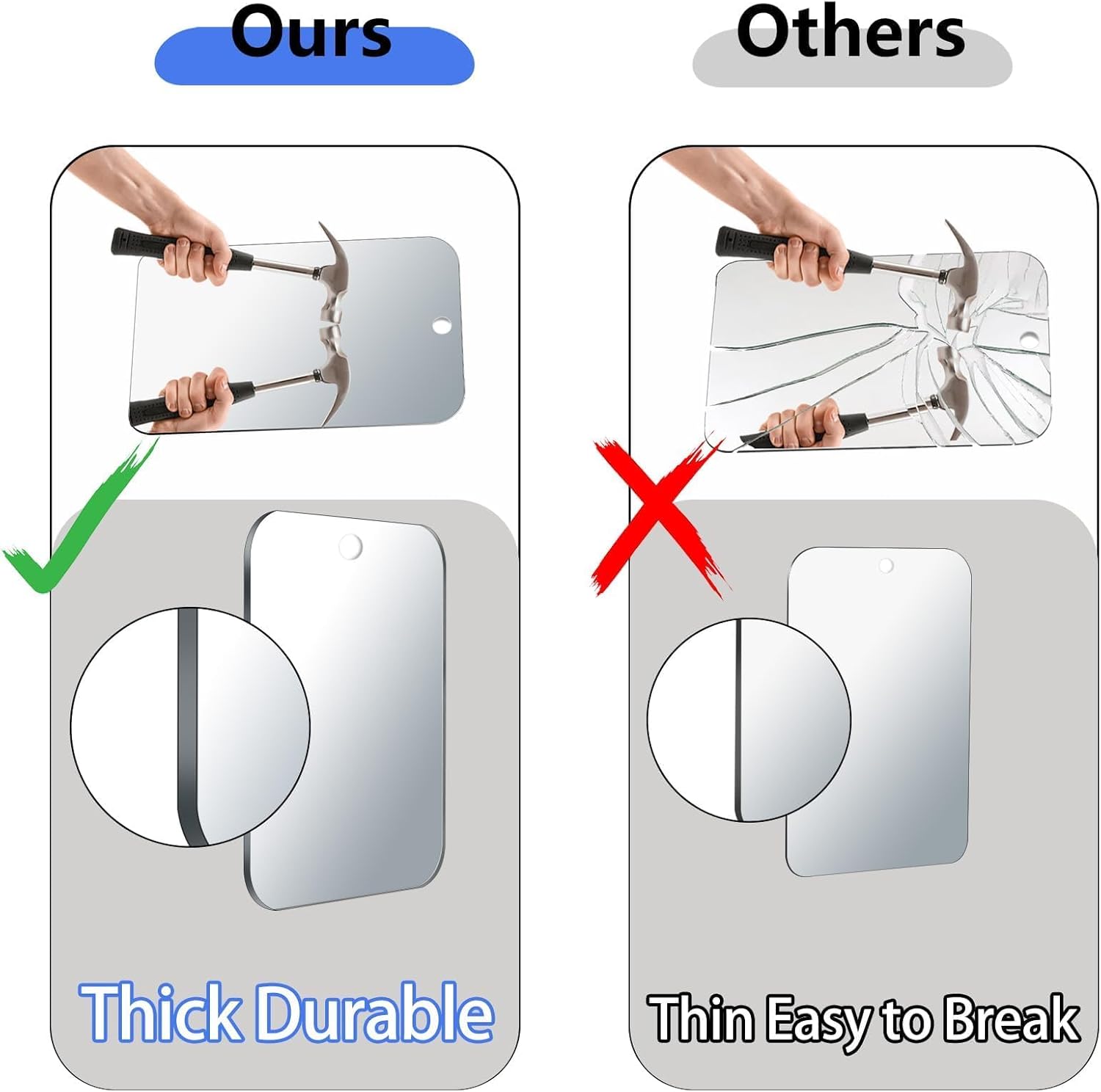 Unbreakable Durable Showers Best Mirror for Travelers