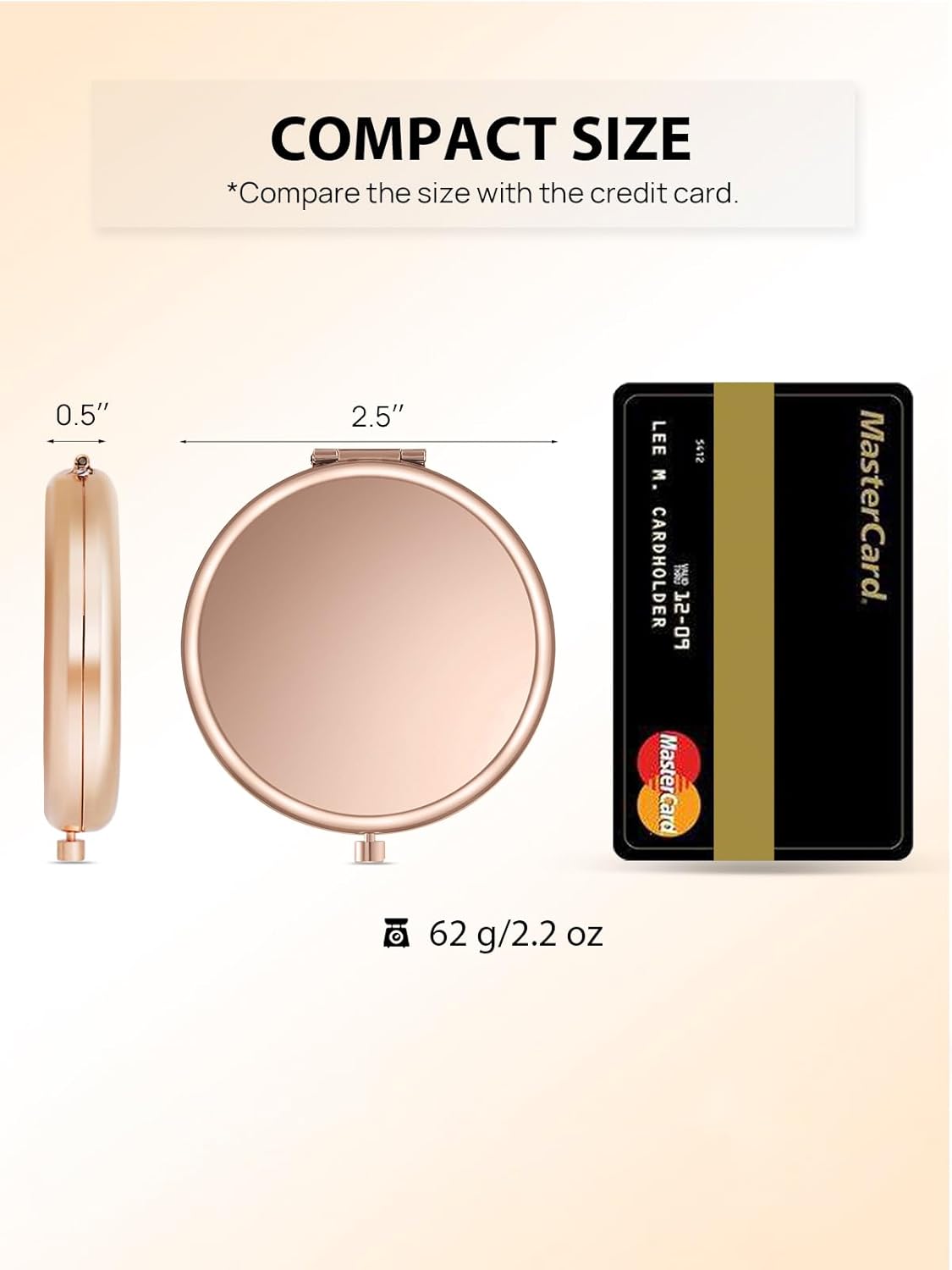 Stylish Double-Sided Rose Gold Compact Makeup Mirror