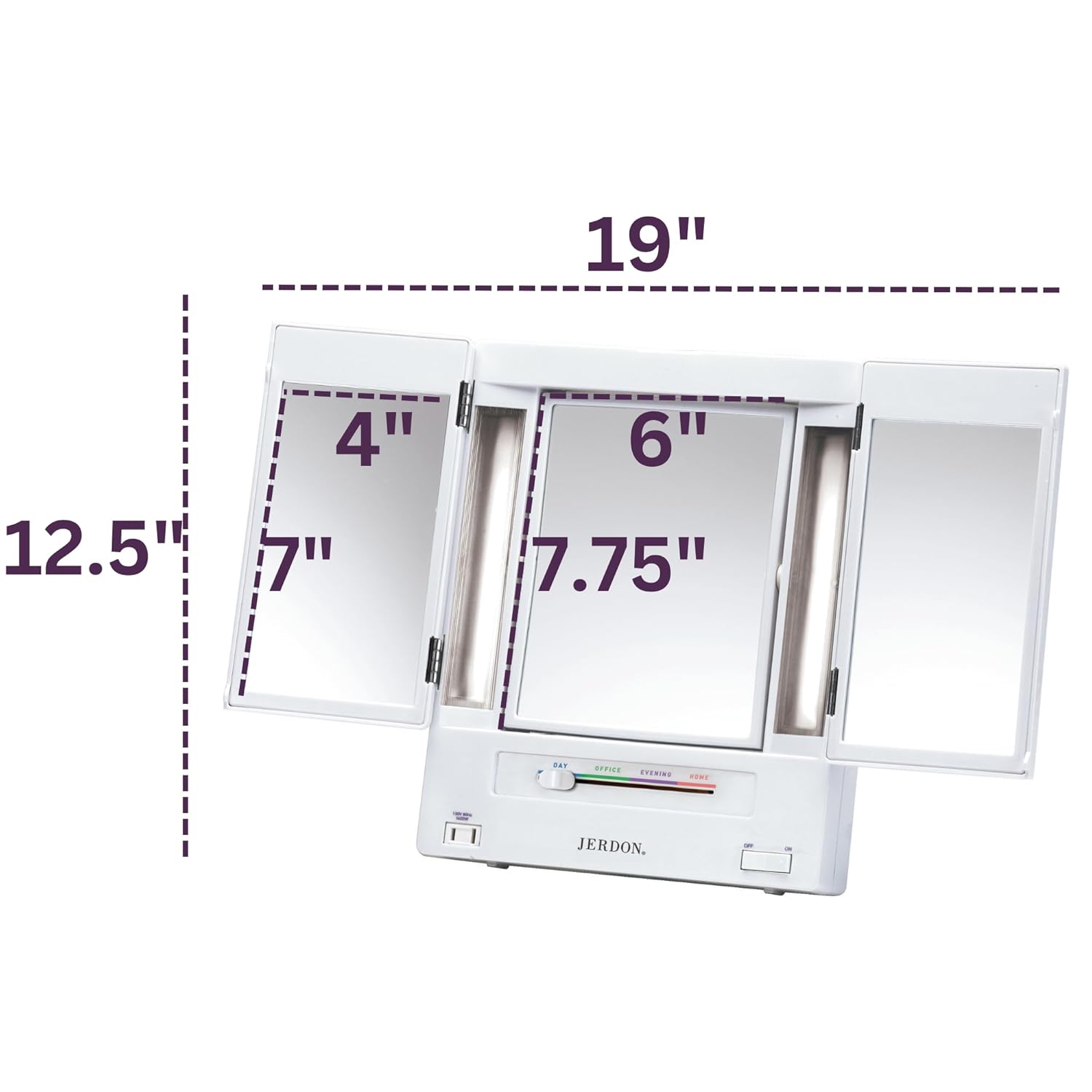 JERDON Tri-Fold Two-Sided Makeup Mirror