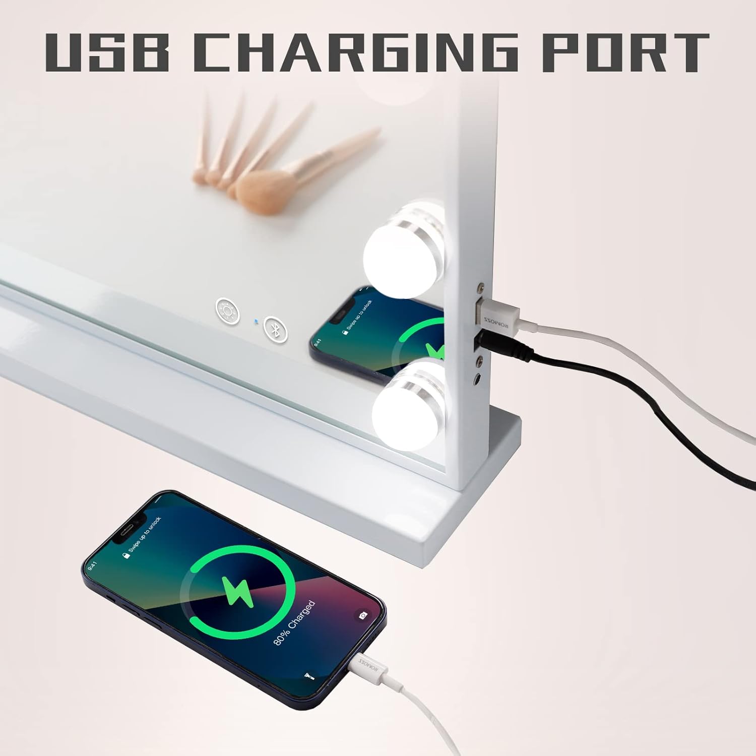 Cooleen 15-LED Vanity Mirror with Bluetooth USB Charging