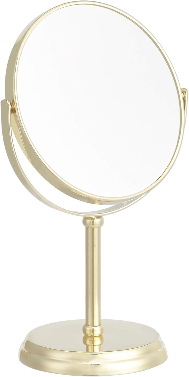 Amazon Basics Tabletop Mount Vanity Round Mirror 1x5x Magnification Gold