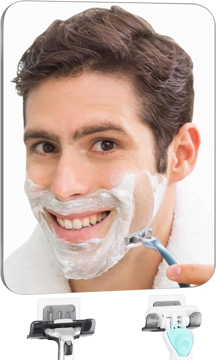 Fog-Free Shaving Mirror with Razor Holder
