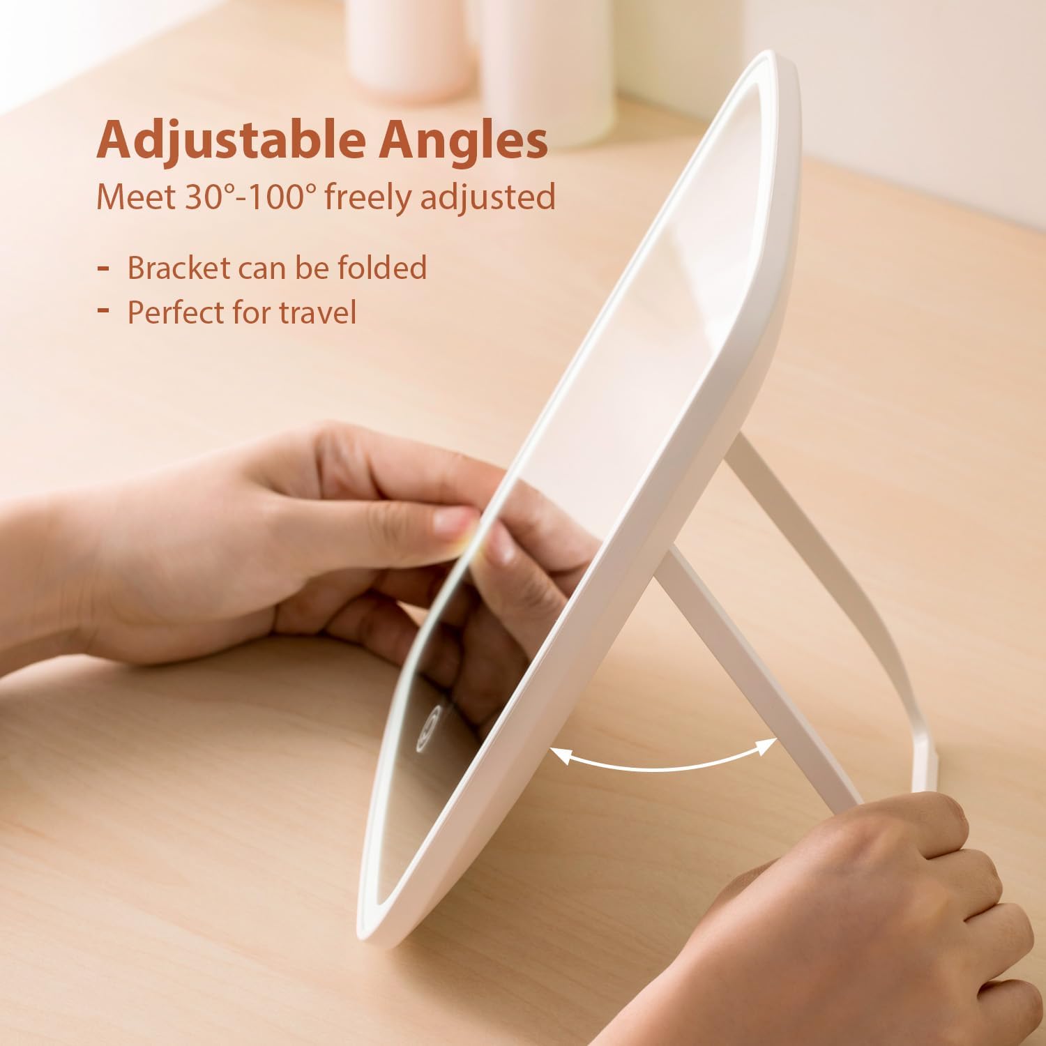 Rechargeable Makeup Mirror with Touch Dimmable Lights