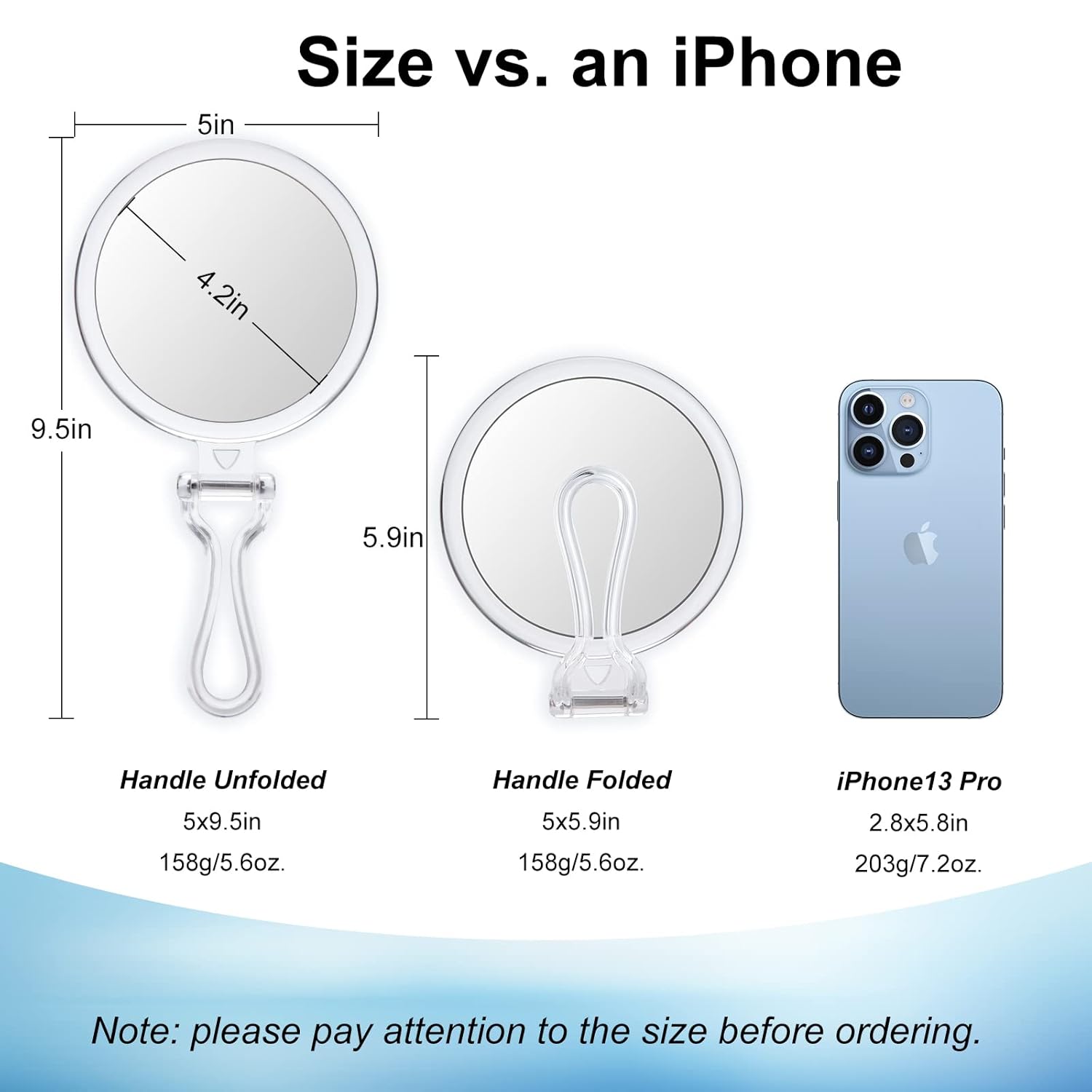 30x Magnifying Handheld Mirror with 2-Sided Adjustable Stand