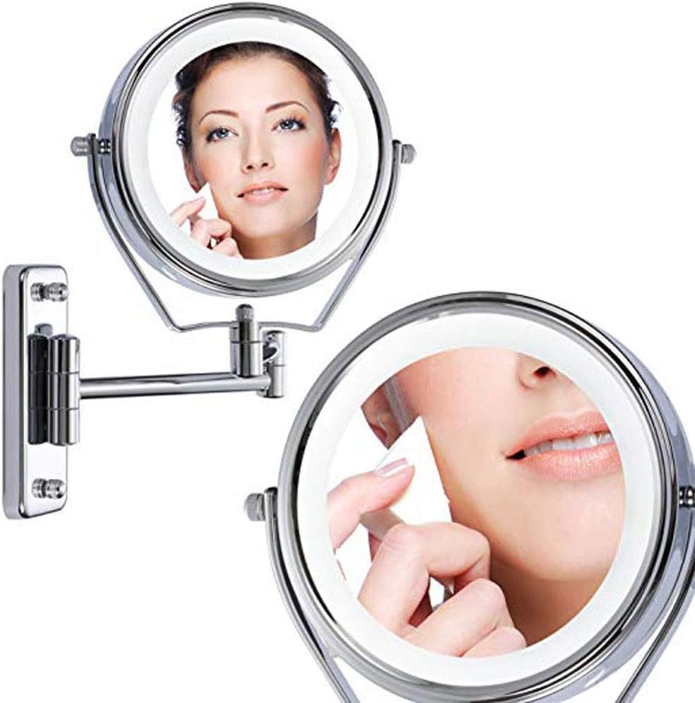 LCARY Shaving Mirror 6-inch Two-Sided 7X LED Touch Dimming