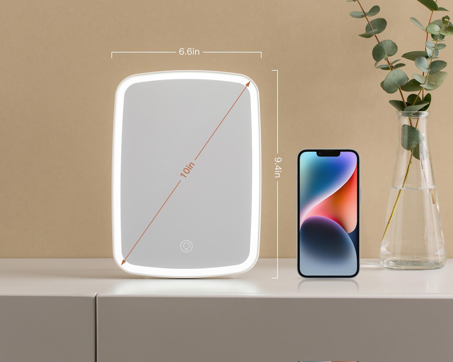 Rechargeable Makeup Mirror with Touch Dimmable Lights