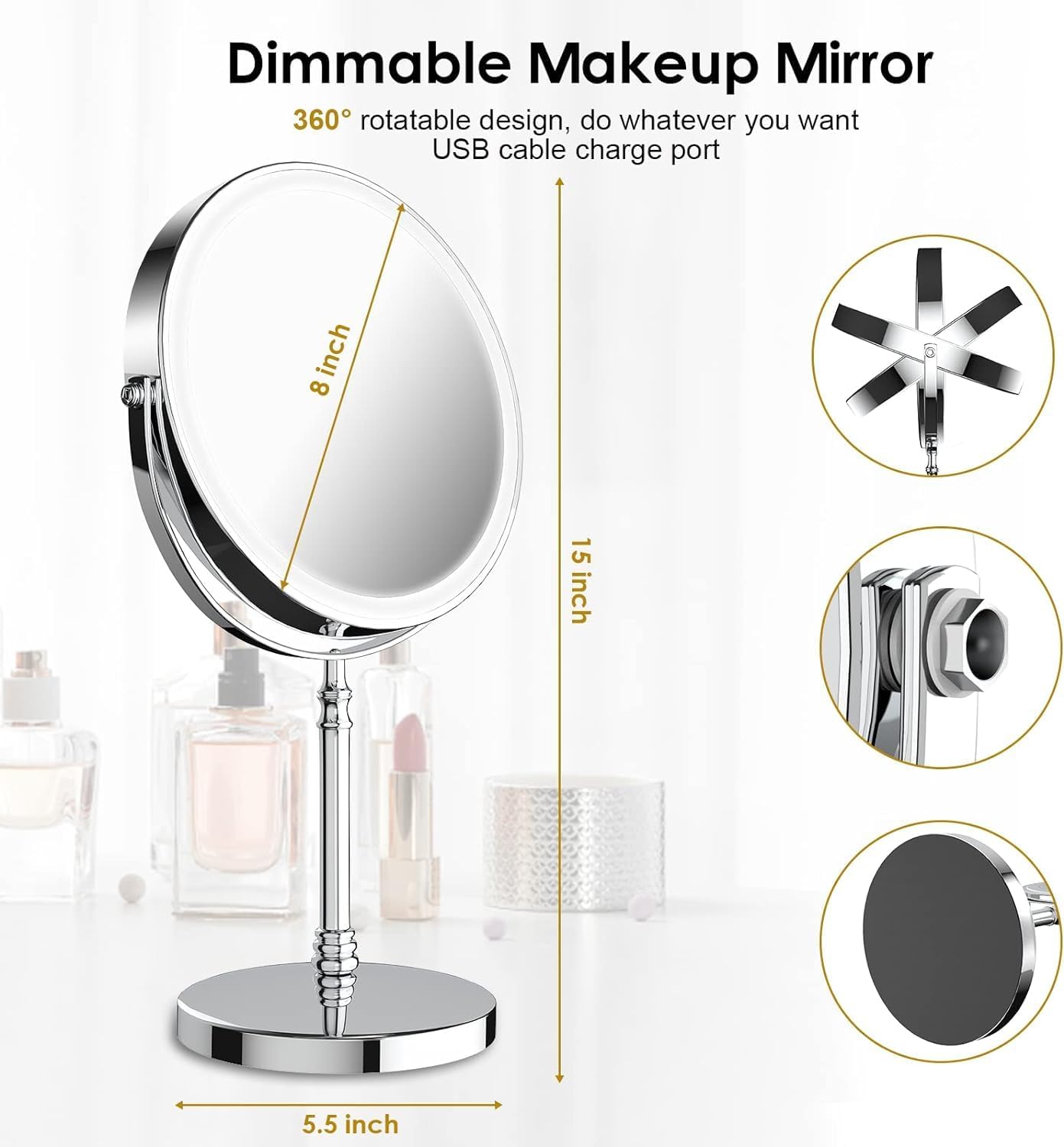 Lighted Makeup Mirror Charged