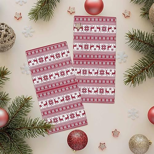 Durable 18x28 inch Kitchen Towel Red ChristmasReusable Soft-absorbent