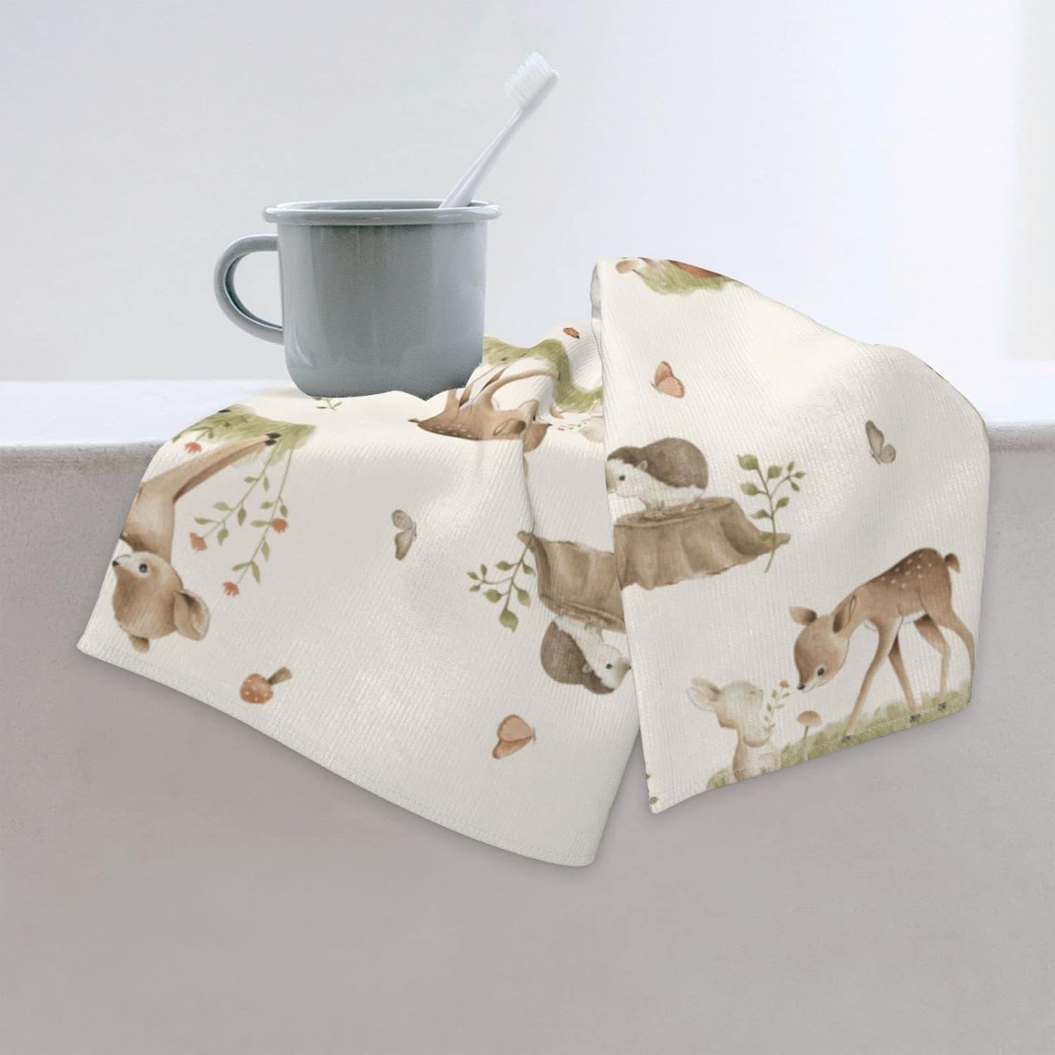 Forest Deer Fox Hedgehog Hand Towels Set of 2