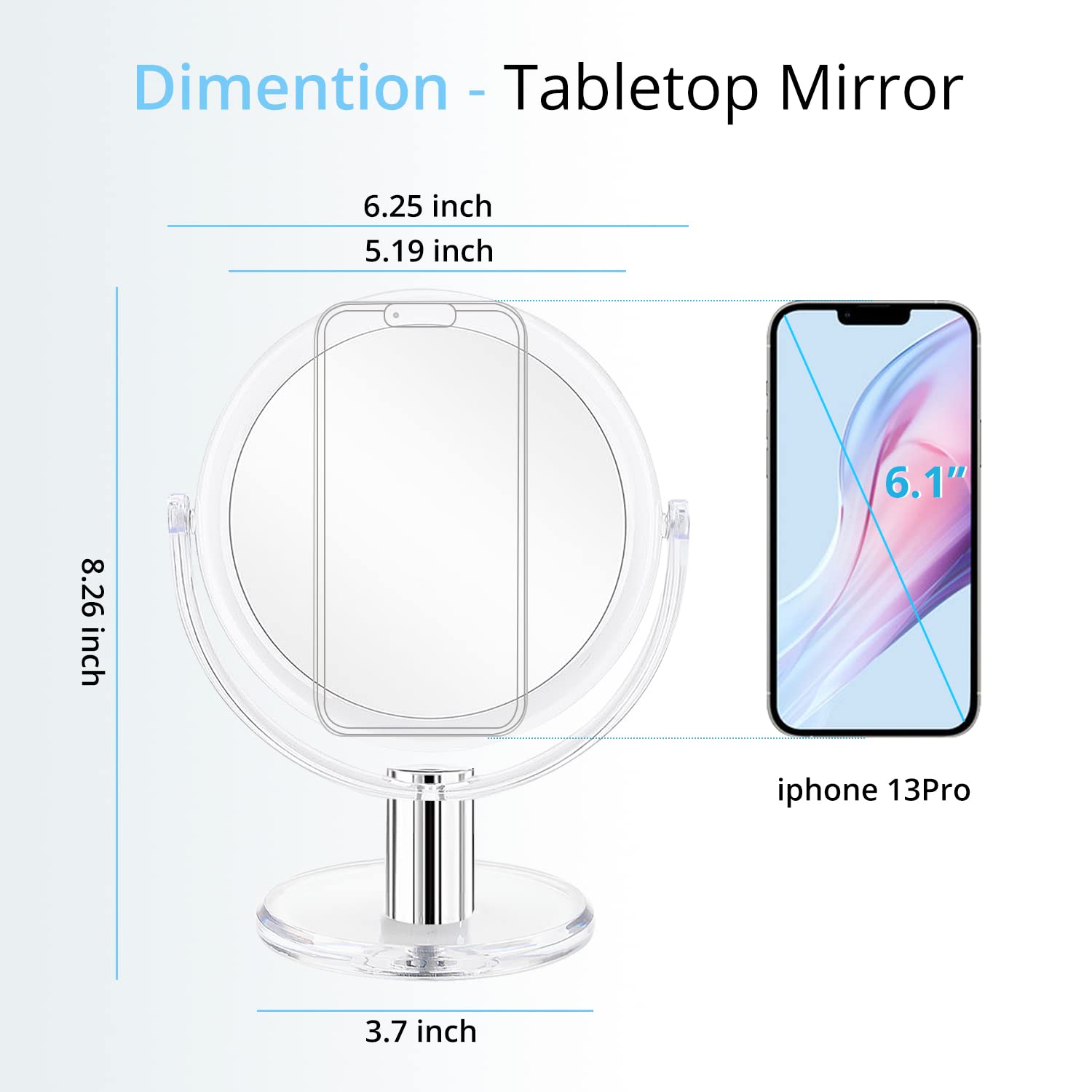 Fabuday Double Sided Makeup Mirror 1x 10x