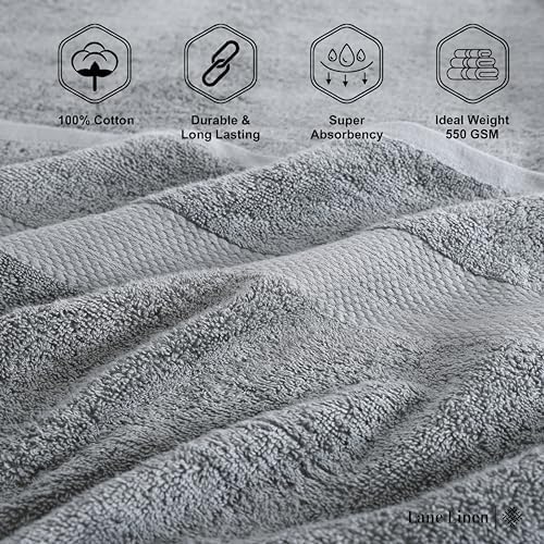 Premium 6-Piece Grey Cotton Bath Towel Set