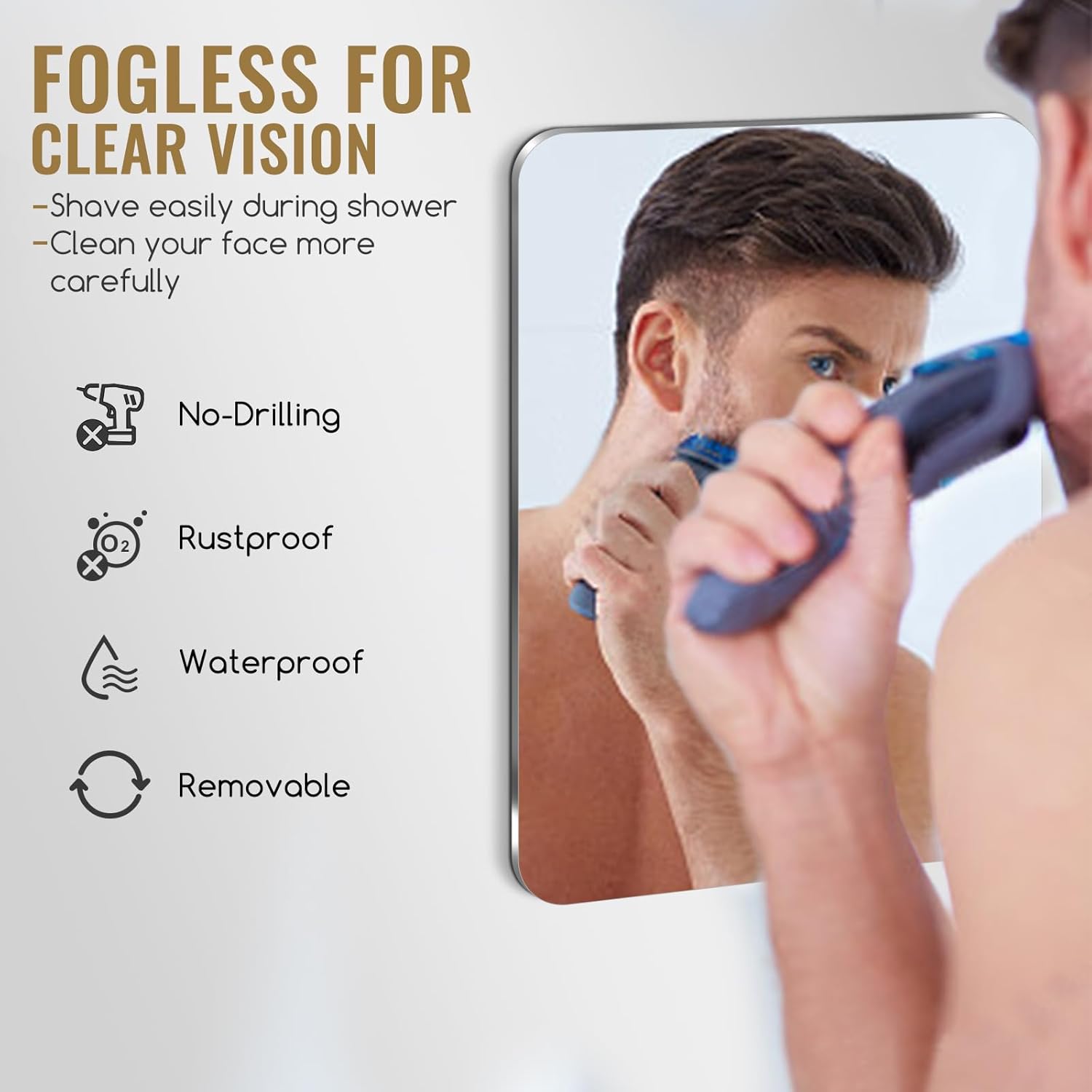 Fog-Free Acrylic Showers Shave Mirror Set