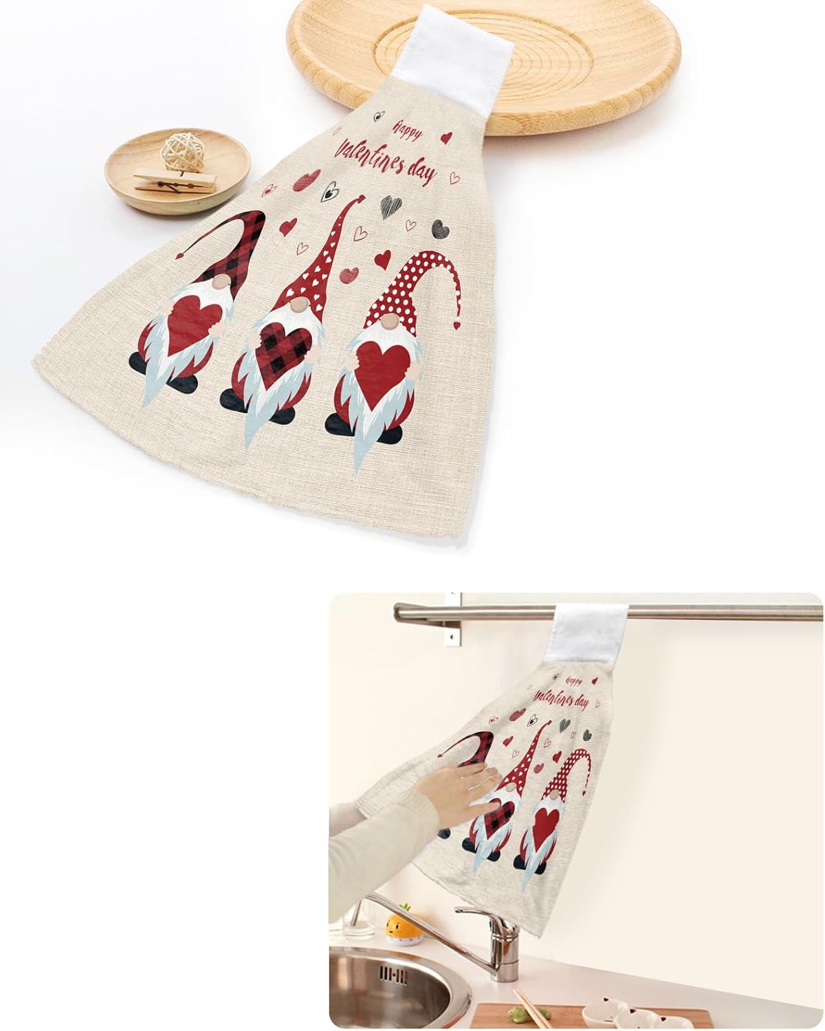 Valentines Day Kitchen Towels with Love Hearts