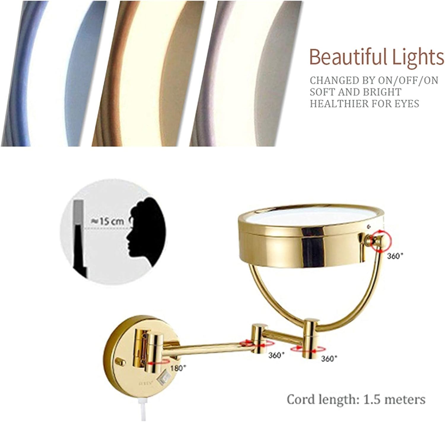 Wall-Mounted Makeup Mirror with LED Light