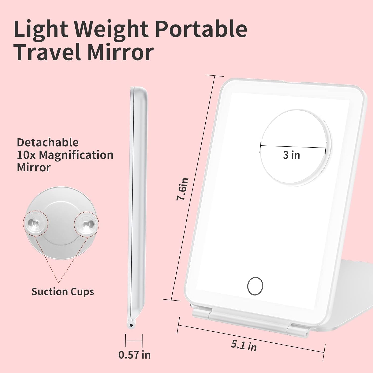 Charming 10X Magnifying Vanity Mirror with Rechargeable Lights for Women