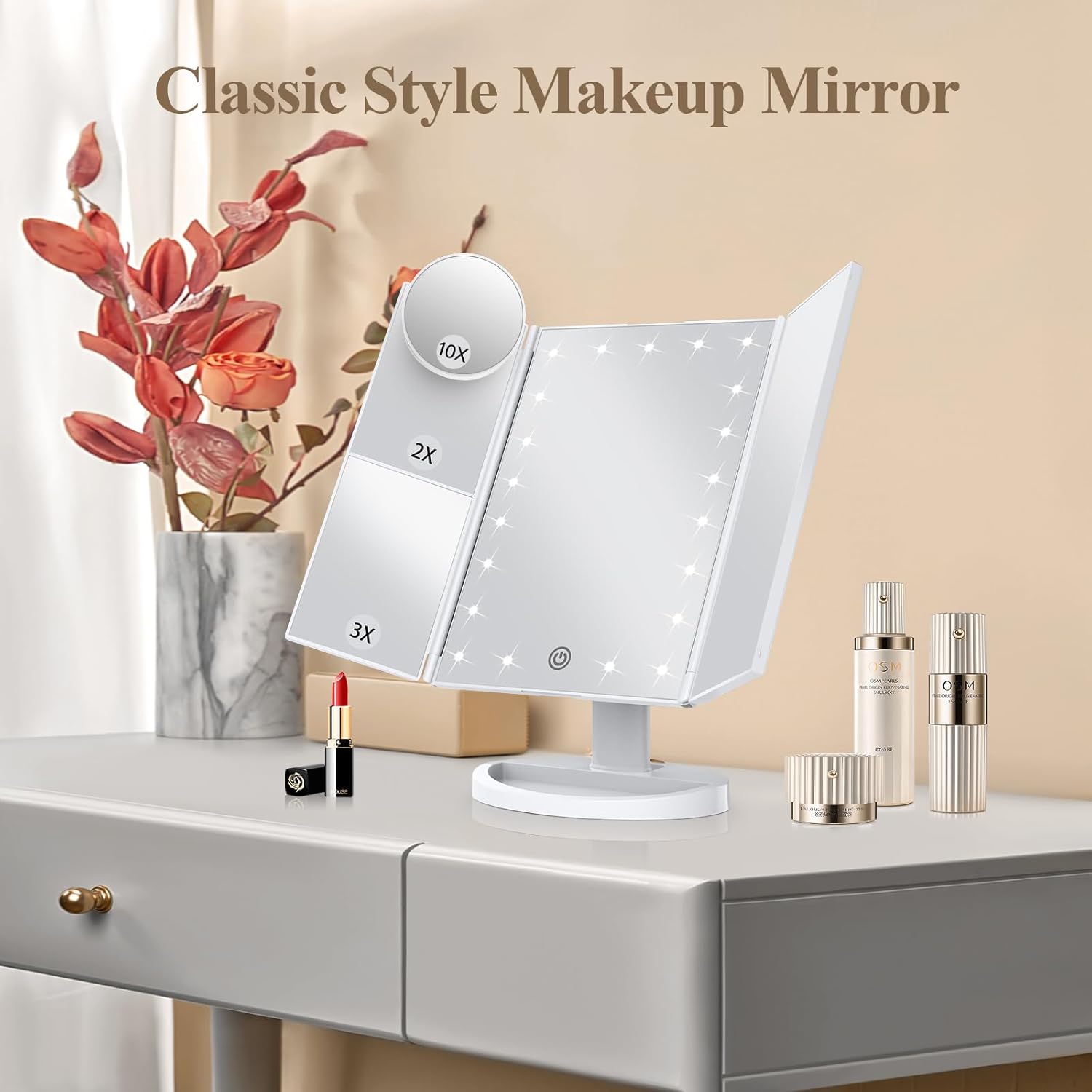 HUONUL Makeup Mirror Magnifying Vanity with Lights Touch Control
