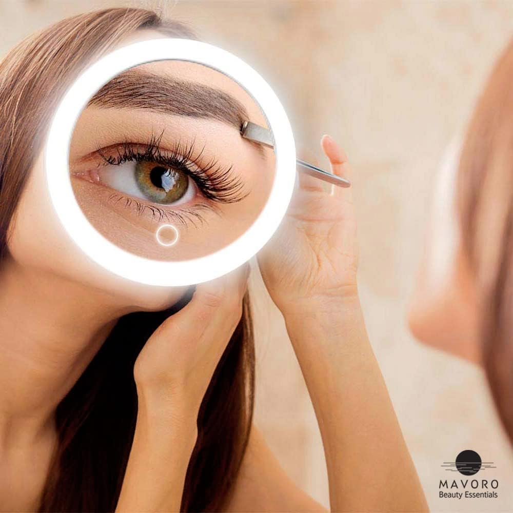 10X Magnifying Mirror with LED Light and 3 Suction Cups