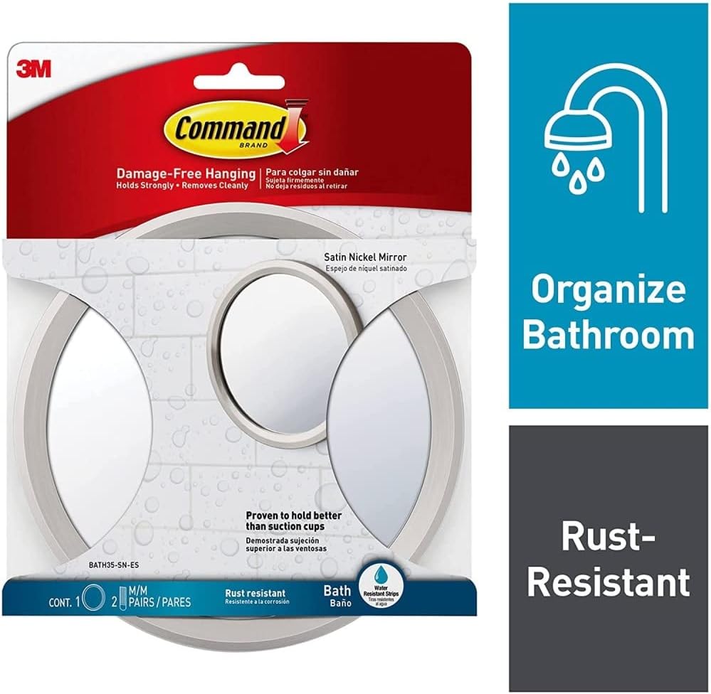 Professional-Quality Bath Mirror with Adhesive Strip for Home Bathroom