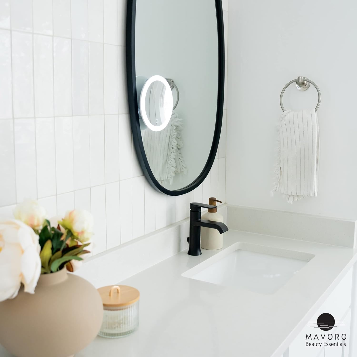 10X Magnifying Mirror with LED Light and 3 Suction Cups
