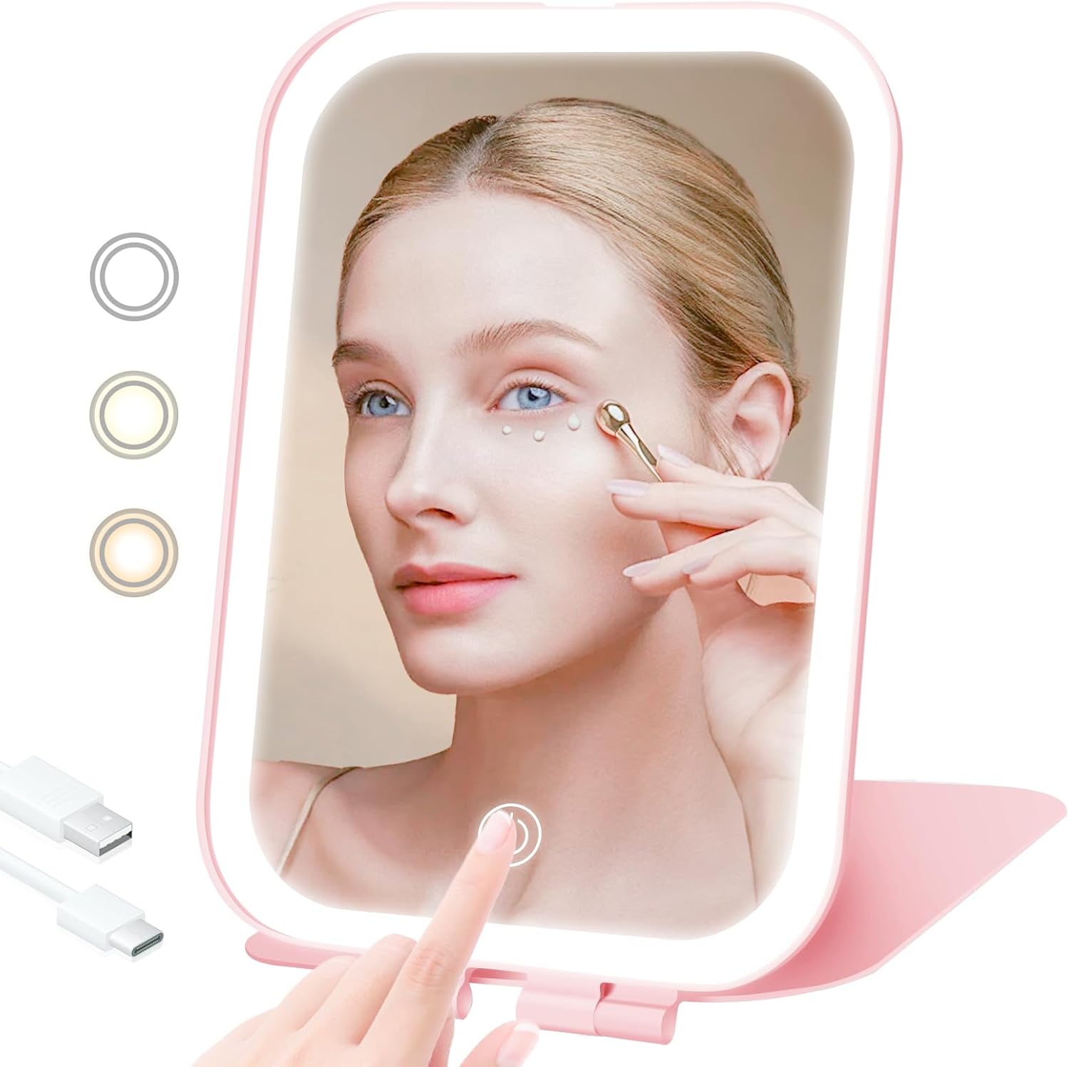 Travel Makeup Mirror with 3 Lighting Modes