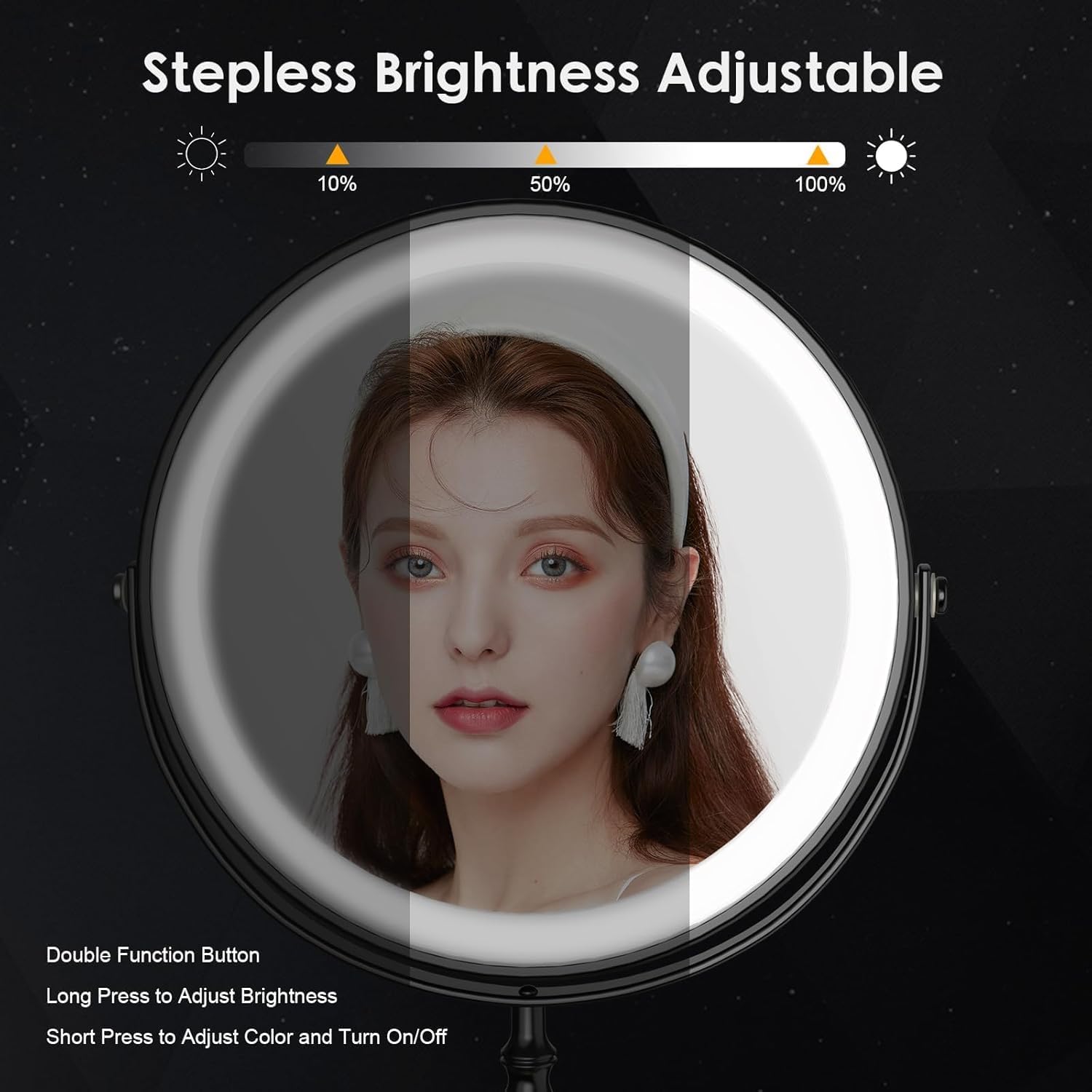 Lighted Double-Sided Makeup Mirror