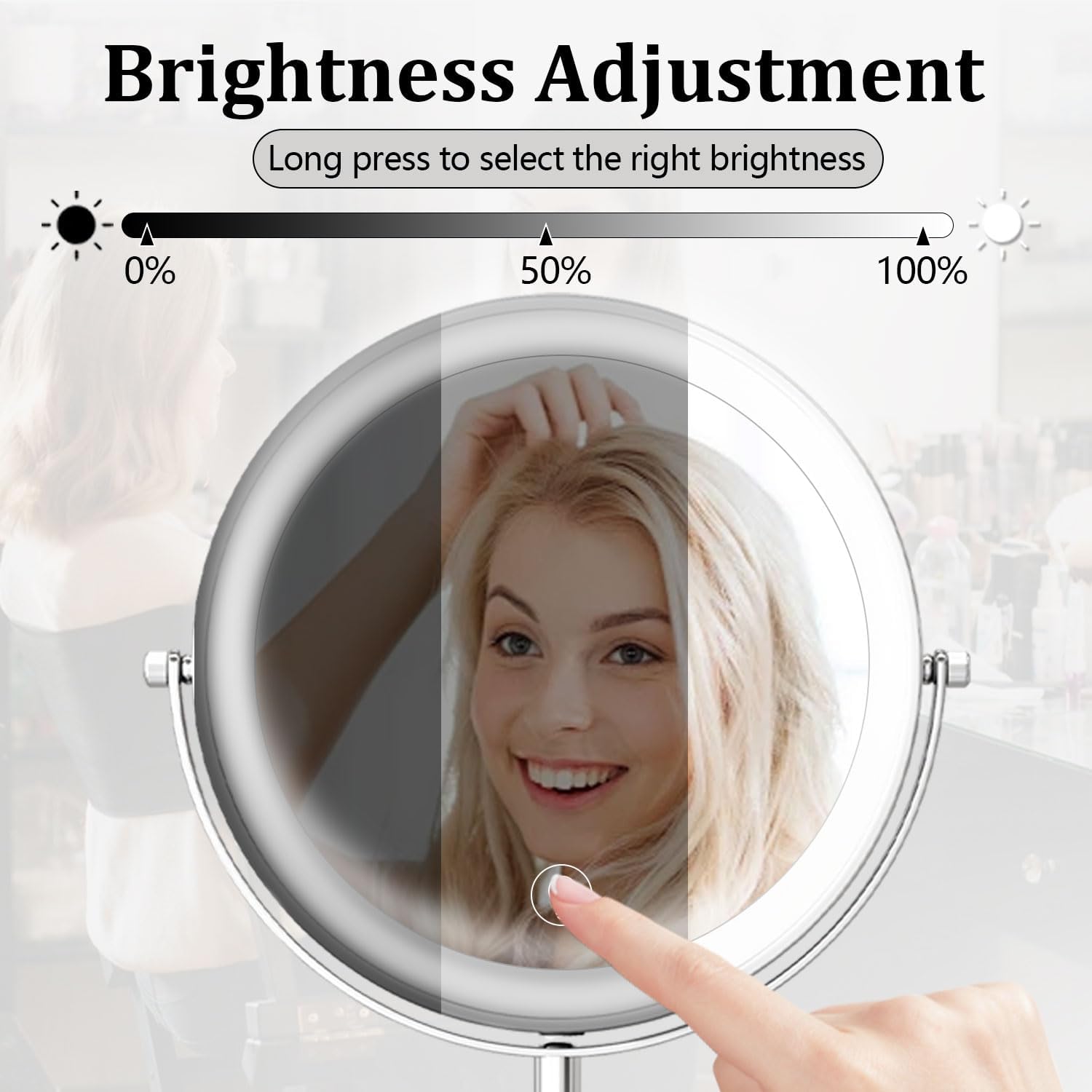 Vanity Mirror with Dual Views Lighting and Battery