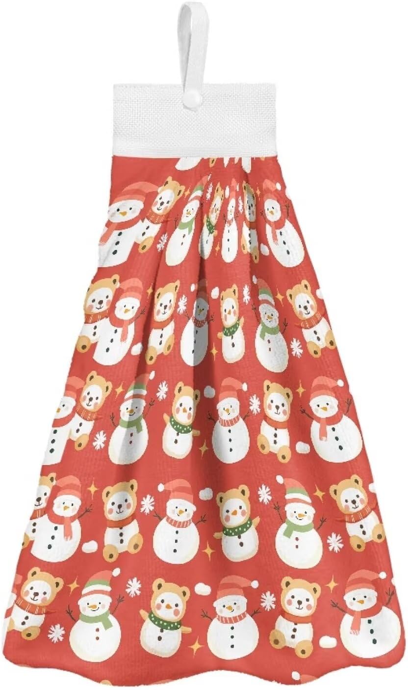 Three-Piece Snowman Christmas Bear Kitchen Hanging Towels Set