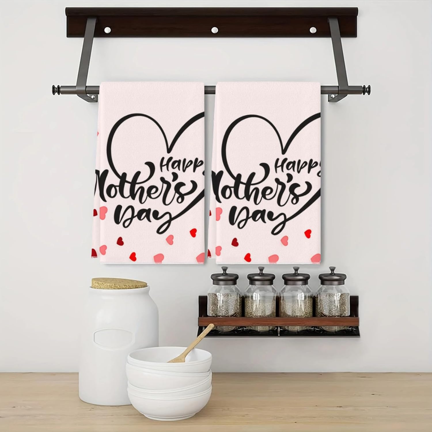 Happy Mothers Day Dish Towels Kitchen Towels 16x24 inch Set Absorbent