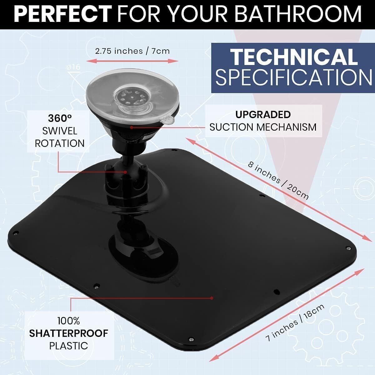 Fogless Shower Mirror with Suction Cup